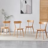 paonne Wood Louis Dining Chairs Set of 4 Home Kitchen Modern Kitchen Chairs 100% Natural Solid Wood