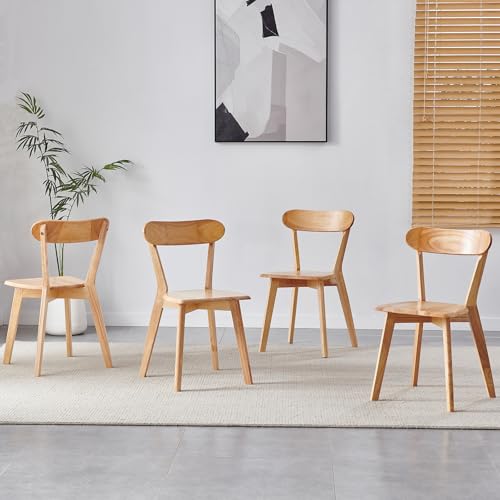 paonne Wood Louis Dining Chairs Set of 4 Home Kitchen Modern Kitchen Chairs 100% Natural Solid Wood