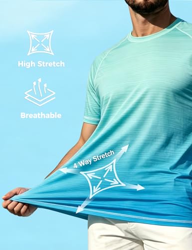 Image of ELETOP Men's Swim Shirts UPF 50+ Short Sleeve Rash Guard Sun Shirts for Beach Fishing