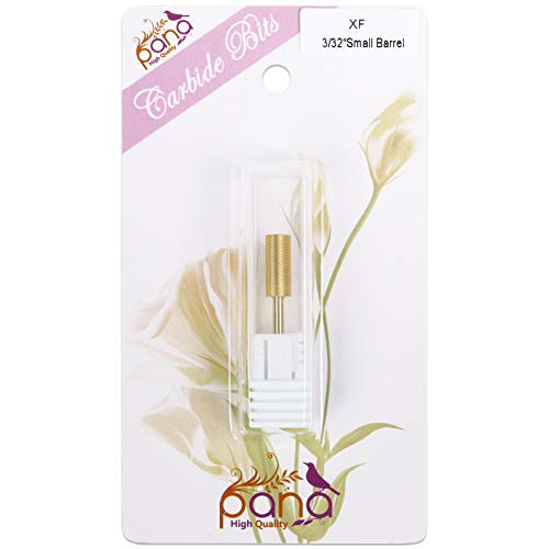 Pana Flat Top Small Barrel 3/32" Shank Size Fast Remove (Gold, 2X Fine Grit) Acrylic Or Hard Gel Nail Drill Bit For Manicure Pedicure Salon Professional Or Beginner #TOP2