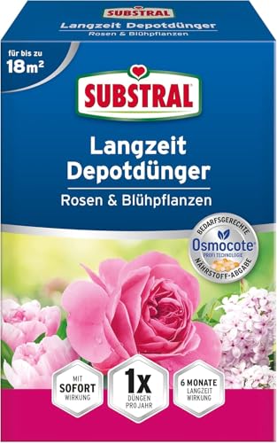 Substral Langzeit Depotdünger für Rosen & Blühpflanzen, 750g, Blühsträucher und Stauden, 6 Monate Langzeitwirkung