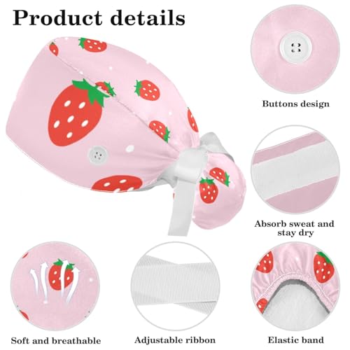 Image of Colored Butterflies Scrub Caps Women Ponytail, Adjustable Bouffant Surgical Caps with Button, Nurse Hats Long Hair