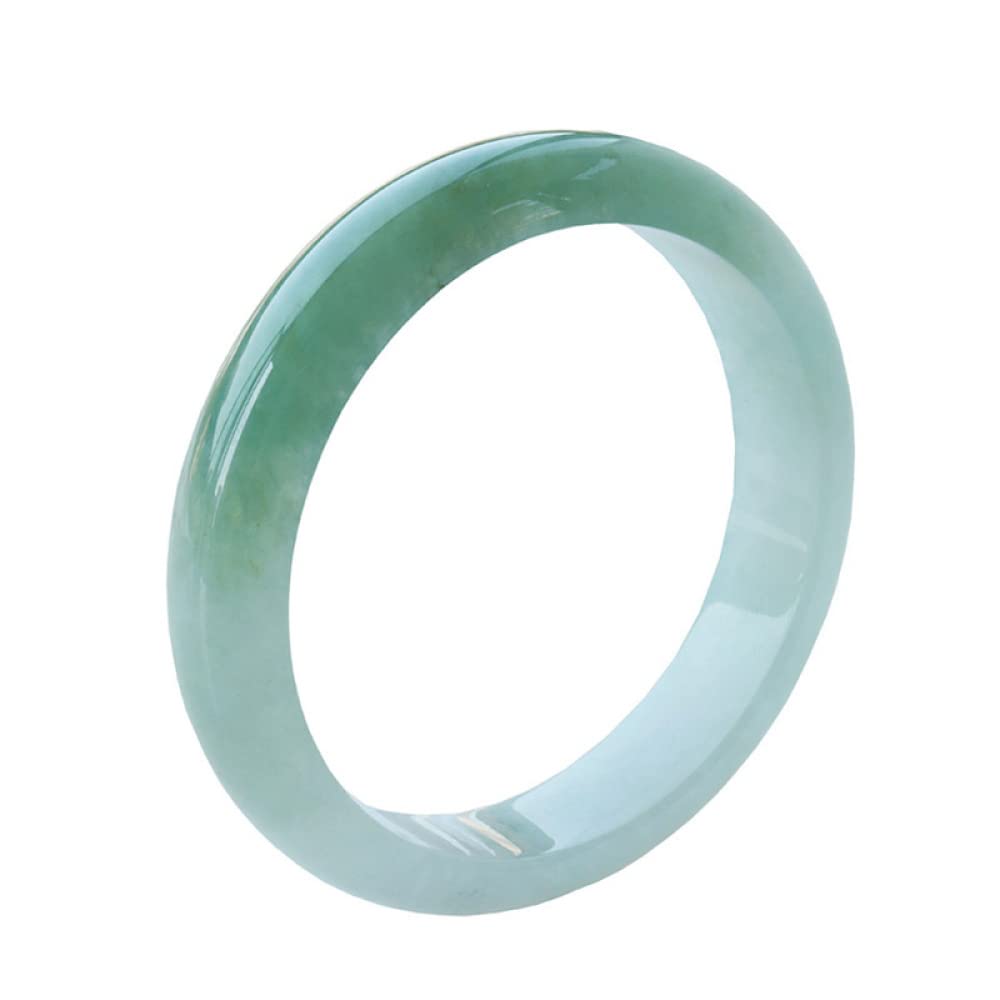 Braccialetto di Giada Naturale, Braccialetto di Giada Verde Sole con Fiore Galleggiante, Braccialetto di Giada Sottile e Rotondo, per la Madre, per la Fidanzata, con portagioie, 53-64 mm, (55