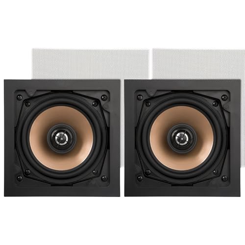 Artsound HPSQ525 Enceintes murales/Plafond 5,25 Pouces, 10-100 Watt, pour Maison, Salle de Bain, Cuisine, Bureau, HiFi, avec Tweeter pivotant, cône en Aluminium, gabarit de découpe pour Une