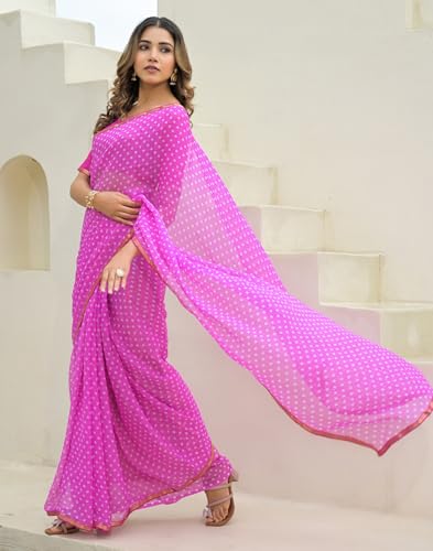 Image of SIRIL Women's Chiffon Printed Saree with Unstitched Blouse Piece