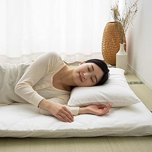 Emoor Fitted Sheet For Japanese Futon Mattress Presso Twin/Twin-Long Made In Japan 100% Cotton (White), Tatami Floor Sleeping Mat Cover #TOP4