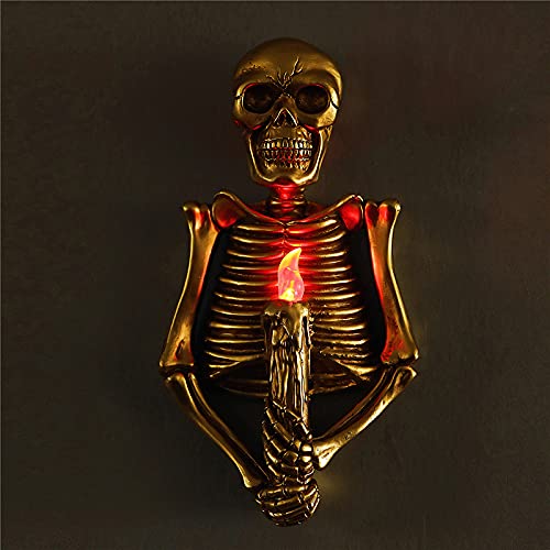 Terror Skull LED Table Lamp Wall-Mounted Skull Flame Red Night Light Ornament for Secret Room Bar Bedroom Home Halloween Party Gifts