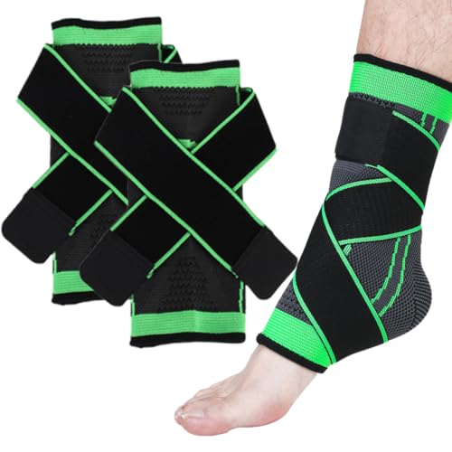 BIRWUMI 2 pezzi Cavigliera Sportiva per Distorsione, Cavigliera Ortopedica, Cavigliera Sportiva per Distorsione, Tutore Caviglia Distorsione, Fascia Elastica Caviglia (verde)