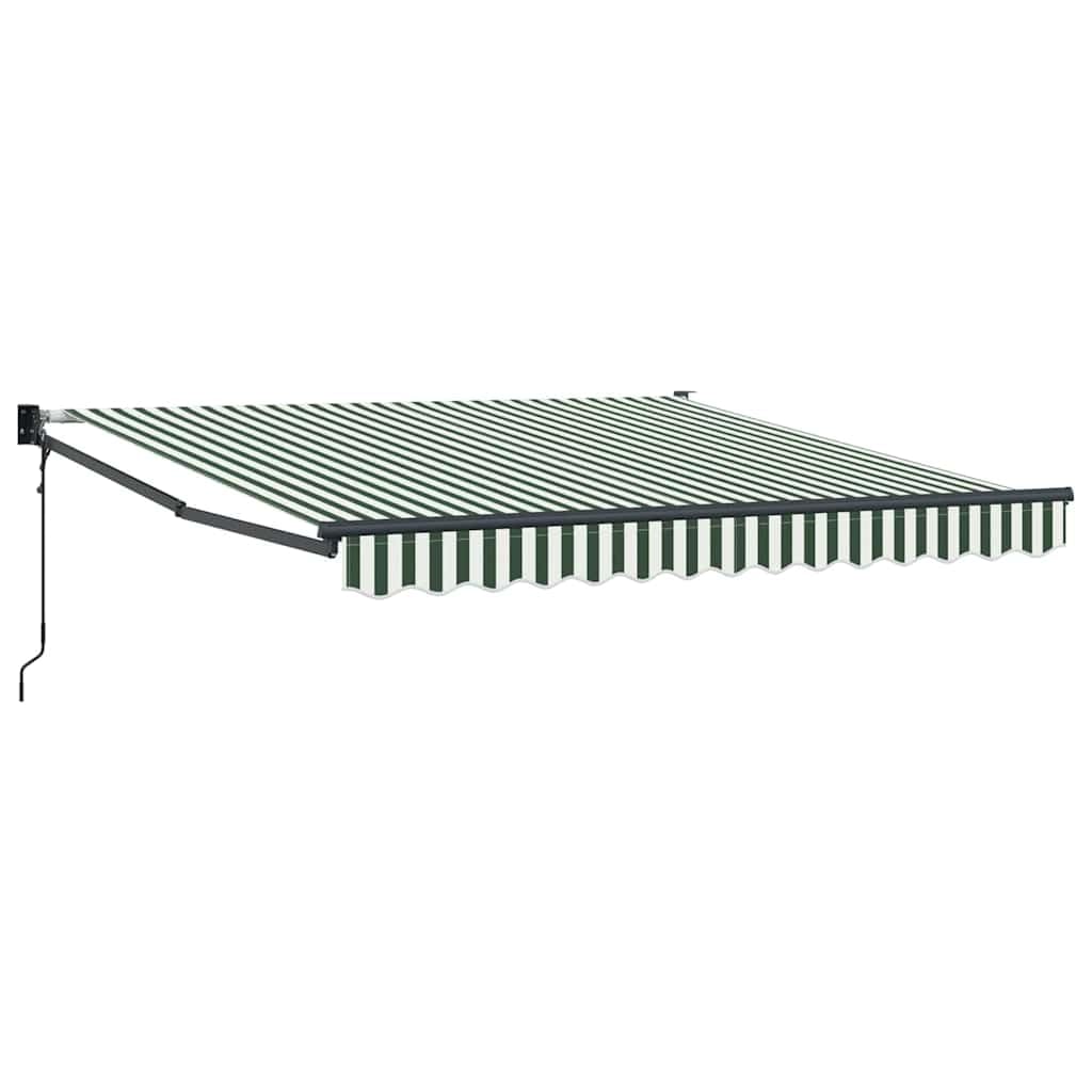 Auvent rétractable pour terrasse et jardin, store de protection solaire moderne vert et blanc