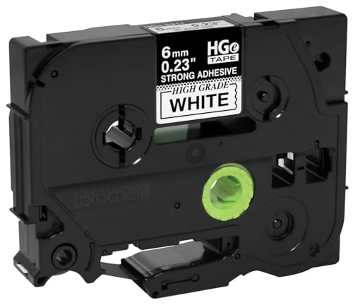 Brother HGES2115PK etiquettes ruban hge adhesif 6mm noir blanc pour cartouche étiqueteuse de bureau