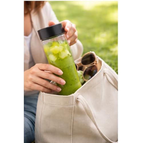 Image of Glassbunny 750ml Set Of 8 Glass Food Grade Airtight Water Bottle with Leak-Proof Black Lid - Water, Smoothie, Juicer and Beverage Glasses