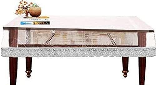 4 Seater Dining Table Cover – Transparent PVC with Elegant Silver Lace (Seater Table Cover -079_Silver-image-0