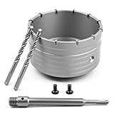 Vunanvu Couronne De Forage 110 Mm Avec Adaptateur Sds Plus De 220 Mm Et Foret De Centrage, Rallonge De Rechange, Maçonnerie, Brique, Climatisation, Installations De Tuyaux