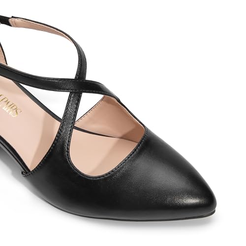 DREAM PAIRS Women's Chunky Heels Dress Pumps Closed Pointed Toe Comfort Cross Strap Block Heel Shoes for Party Dance Wedding4