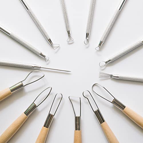 Artzuvs AH3629 14Pcs Ceramic Pottery Clay Ribbon Sculpting Tools Kit Wire Texture And Needle Detail Tool With Plastic Box For Carving, Modeling,Sculpture,Trimming thumb #2