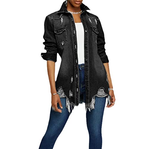 Veste en jean femme pour sorties urbaines et soirées décontractées noir XL
