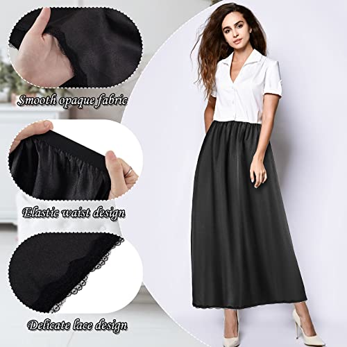 Jiuguva 2 Pieces Half Slip 36 In Lace Long Underskirt Women's Satin Half Slip Half Slips For Under Dresses(Black, White,Large) #TOP2