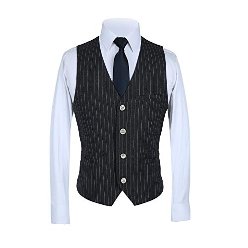 PG Heren Krijtstreep drie-delig pak met reverskraag Nette kleding Smokingset - Image 4