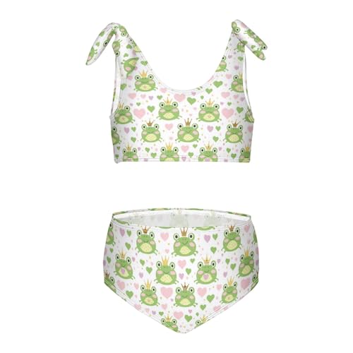 Image of Wusikd Pink Bows Girls Swimsuits Two Piece Hearts Ribbons Swimwear Bikini Set for for Girls Size 11-12T