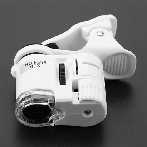 Image of Zetiling Ultra Small 9595W 60X Mobile Phone Clip Microscope, Magnifying Glass with LED UV Light, for OntheGo Use, Zetilingi19za40v82