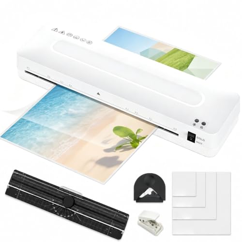 Image of Hot Cold Laminator Machine with 100 Laminating Pouches