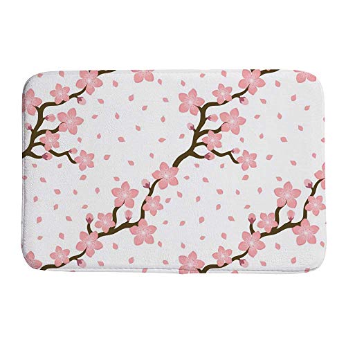 Tapis de bain antidérapant Sakura rose à mémoire de forme 36x61 cm - 2