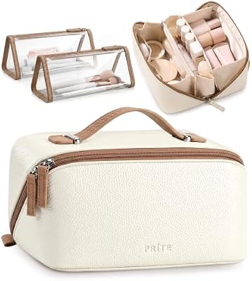 Prite 3 Pcs Makeup Bag Set Travel Toiletry Bag Cosmetic Organizer for Women