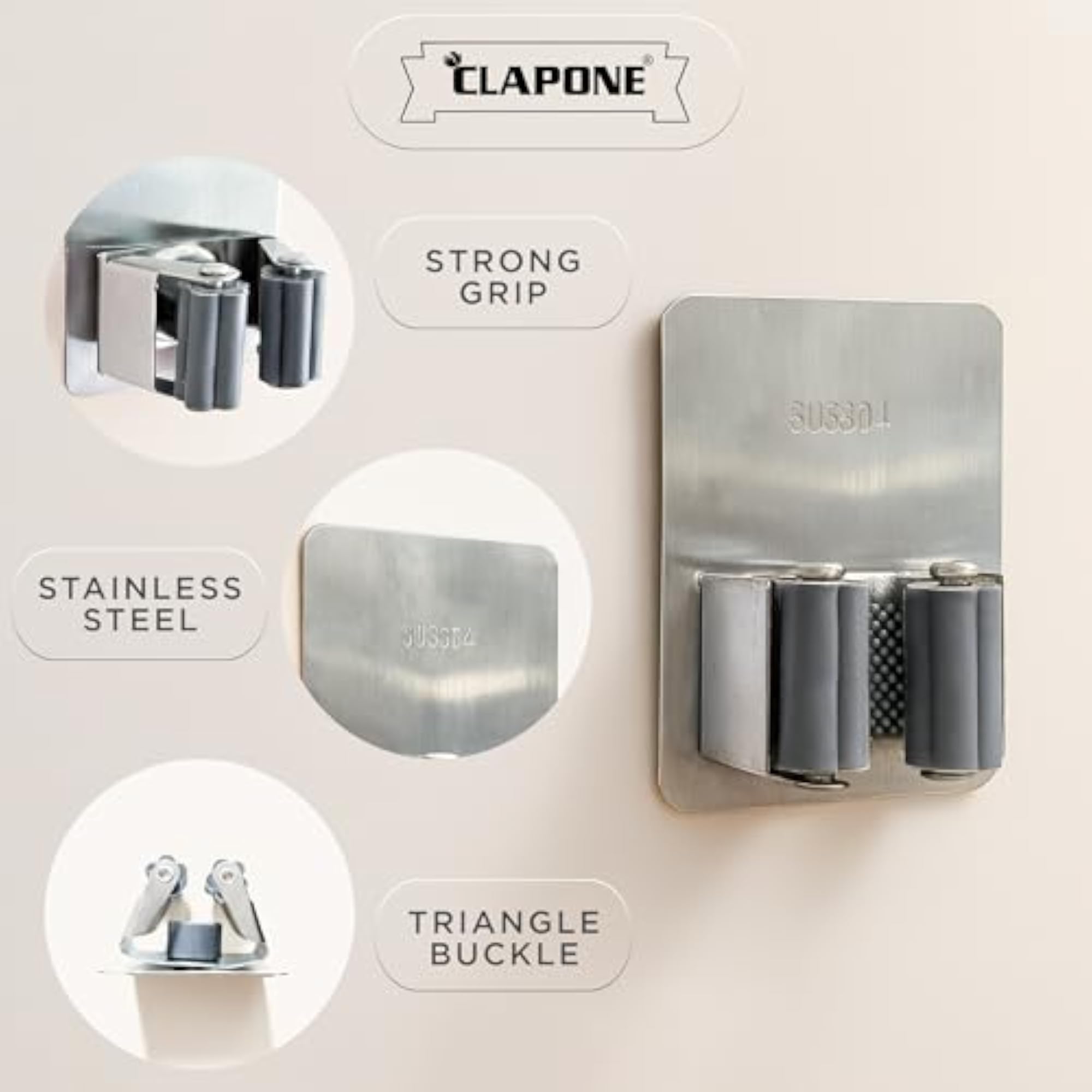 Wall Mounted Mop Holder with Storage Organizer