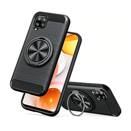 Coque Samsung Galaxy A42 5G noire en silicone TPU souple avec béquille et anneau rotatif
