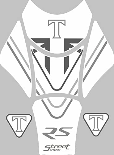 Protège-réservoir résine 3D Triumph Street Triple RS 17-19 blanc et 2 butées