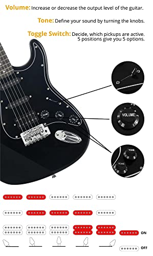 Rocktile Banger’s PowerPack Guitare electrique – Ensemble de Guitare électrique Noir – Kit avec Ampli de 25 W, Housse… - Les Beatles, Paul McCartney, John Lennon, RIngo Starr, George Harrison Rocktile Banger's PowerPack Guitare electrique - Ensemble de Guitare électrique Noir - Kit avec Ampli de 25 W, Housse… – Image 6