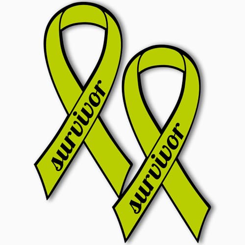 Image of Magnet Me Up Support Non-Hodgkins Lymphoma Cancer Survivor Lime Ribbon Magnet Decal 3.5x7 Inches, 2 Pack Automotive Magnet for Car Truck SUV Celebration of Strength Admiring Survivors Crafted in USA