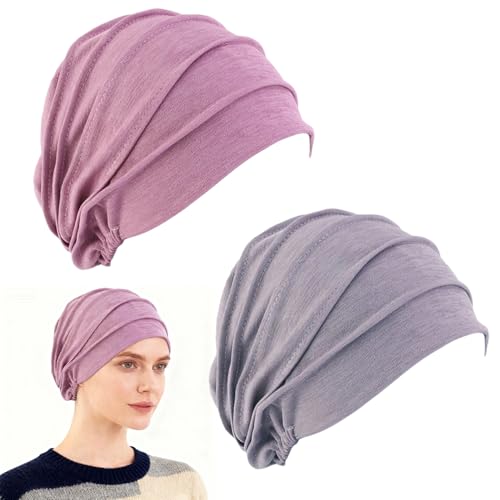 Laicaii 2Pcs Chemo Headwear for Women UK Turbans for Women Soft Chemo Beanie Hat Breathable Cotton Chemos Hat Slouchy Turban Headwear for Cancer Patients Hair Loss Chemotherapy Multicolour