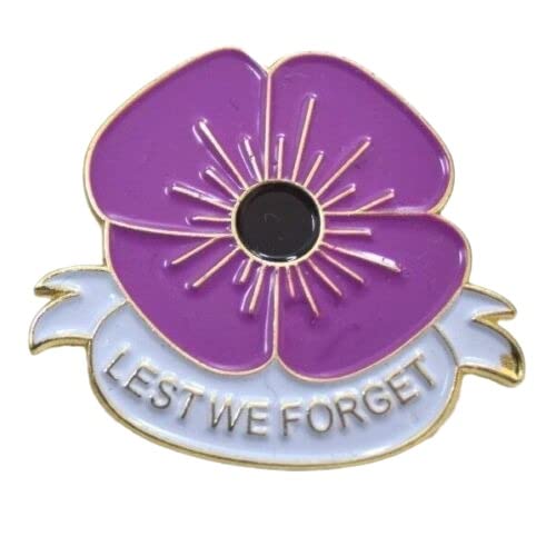 2023 Remembrance Day Poppy Badges Pins- Animals of War Purple Poppy Badge- Lest We Forget Pin Badges (Lest We Forget(Purple/White))