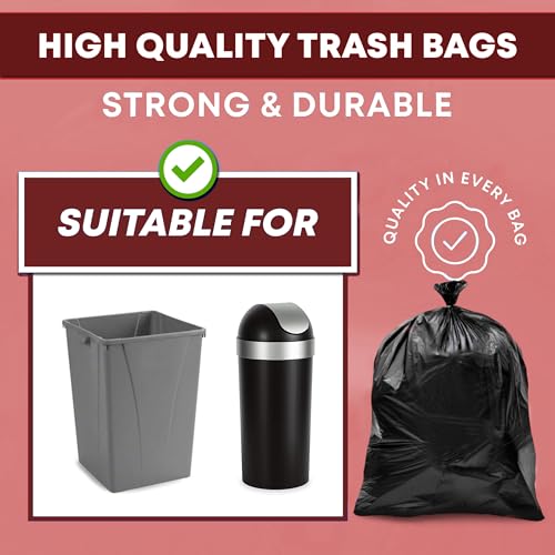 Image of Black 13 Gallon Trash Bags - Bulk 1020 Count - Tall Kitchen Garbage Bags - 13 Gal Unscented Plastic Can Liners for Bathroom, Office, Janitorial, Commercial, Industrial, Municipal - Drawstring-Free