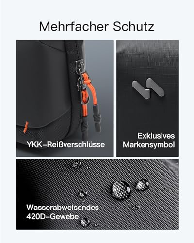 Inateck Portabler Kabeltasche, Spritzwassergeschützte Elektronik Organizer, Reisezubehörtasche für Kabel, Power Banks, Hubs