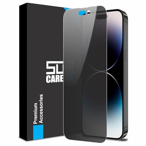 Image of SupCares Privacy Tempered Glass for iPhone 14 Pro Max (6.7 Inch) With Installation Kit | 9H Edge to Edge Screen Protector | Black