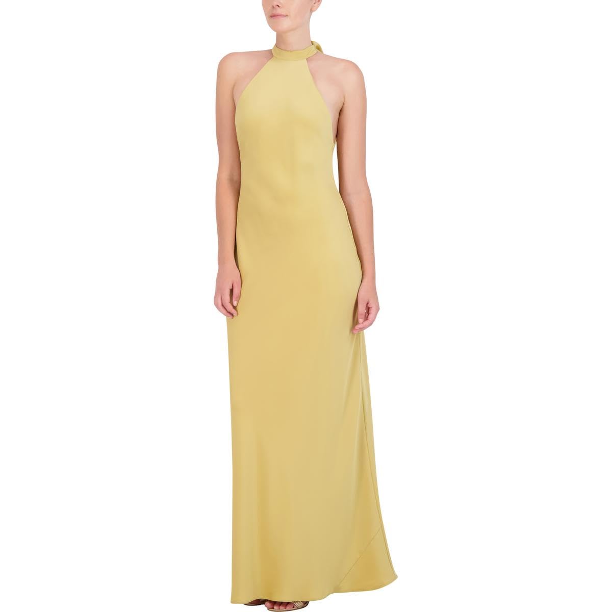 BCBGMAXAZRIA Women's Sleeveless Halter Neck Long Evening Dress