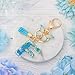 MWOOT Initial Letter F Keychain Resin Alphabet Keyrings,Blue Petals Gold Foil Key Ring Charm with Butterfly Tassel Pendant,Kawaii Key Chain for Womens Gift Ideas Wallet Purse Bag Handbag Decor (F)