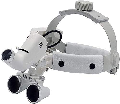 LED Surgical 5 W Headlight 3.5X Leather Headband Loupes Light DY-106 White - Image 3