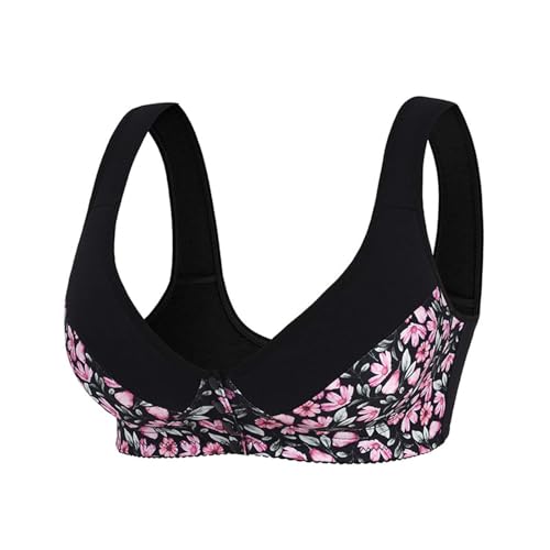 Soutien-gorge sans couture noir 6XL réglable avec fermeture devant pratique
