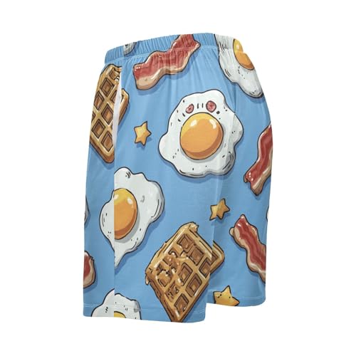 Men's Pajama Shorts Breakfast Food Pattern Prints Mens Sleep Pants with Pockets Soft Short Pajama Bottoms4