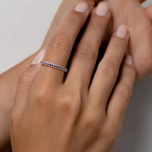 Moissanite Engagement Rings for Women, Sterling Silver Stackable Anniversary Ring Created Birthstone Half Eternity Band Rings for Men, Size 6 to 10, Width 1.4mm 1.7mm2