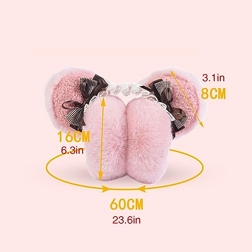 EUBUY Foldable Earmuffs for Women, Cute Soft Winter Ears Warmer, Ear Protection, Pink/White/Khaki/Black
