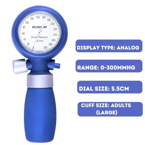 Image of Dr. Care Shock Proof Aneroid blood Pressure Monitor with arm cuff for Doctors, Students and Nurses Large