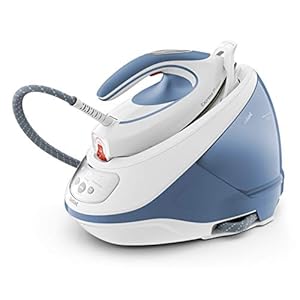 Tefal Dampfbügelstation Express Protect, leistungsstarker 7,5-Bar-Druck, Dampfstoß: 520 g/Min., 1,8 L Wassertank, Smart Temp-Technologie, Kalk-Kollektor, Bügeleisen Dampfstation, weiß/blau, SV9202