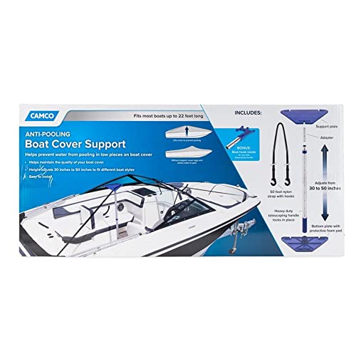 Camco Boat Cover Support Kit | Features An Easy-To-Use Telescoping Design, An Adjustable Height From 30-Inches To 50-Inches, And 50-Foot Nylon Strap Assembly (41970) #TOP4