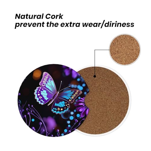 2 Posavasos de Cerámica para Auto con Diseño de Mariposas y Flores miniatura 6