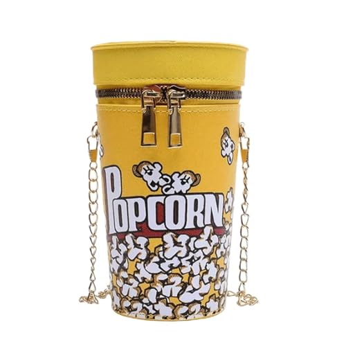 Popcorn Purse Novelty Food Shaped Crossbody Shoulder Bag Cute Stylish Bucket Handbag Zipper Chain Strap Gifts