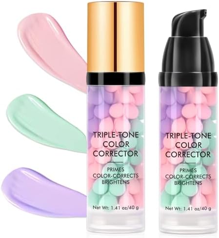 Makeup Primer,Color Corrector,3-in-1 Face Primer, Skin Tone Correcting, Tinted Moisturizer,12H Natural Finish,Face Makeup for All Skin Types,Matte Finish, Vegan & Cruelty-free, SPF50+/PA++++,80g 2PCS